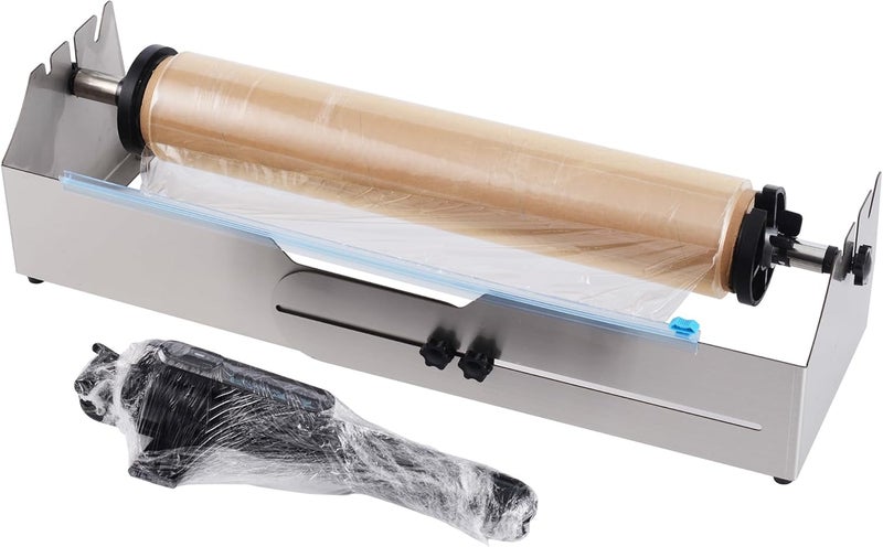 greenaloo Adjustable Tabletop Stretch Film Dispenser with Cutter, Heavy Duty Stainless Steel Wrapper for 16 to 26 Inch Rolls, Ideal for Warehouse and Shipping Use - Image 1
